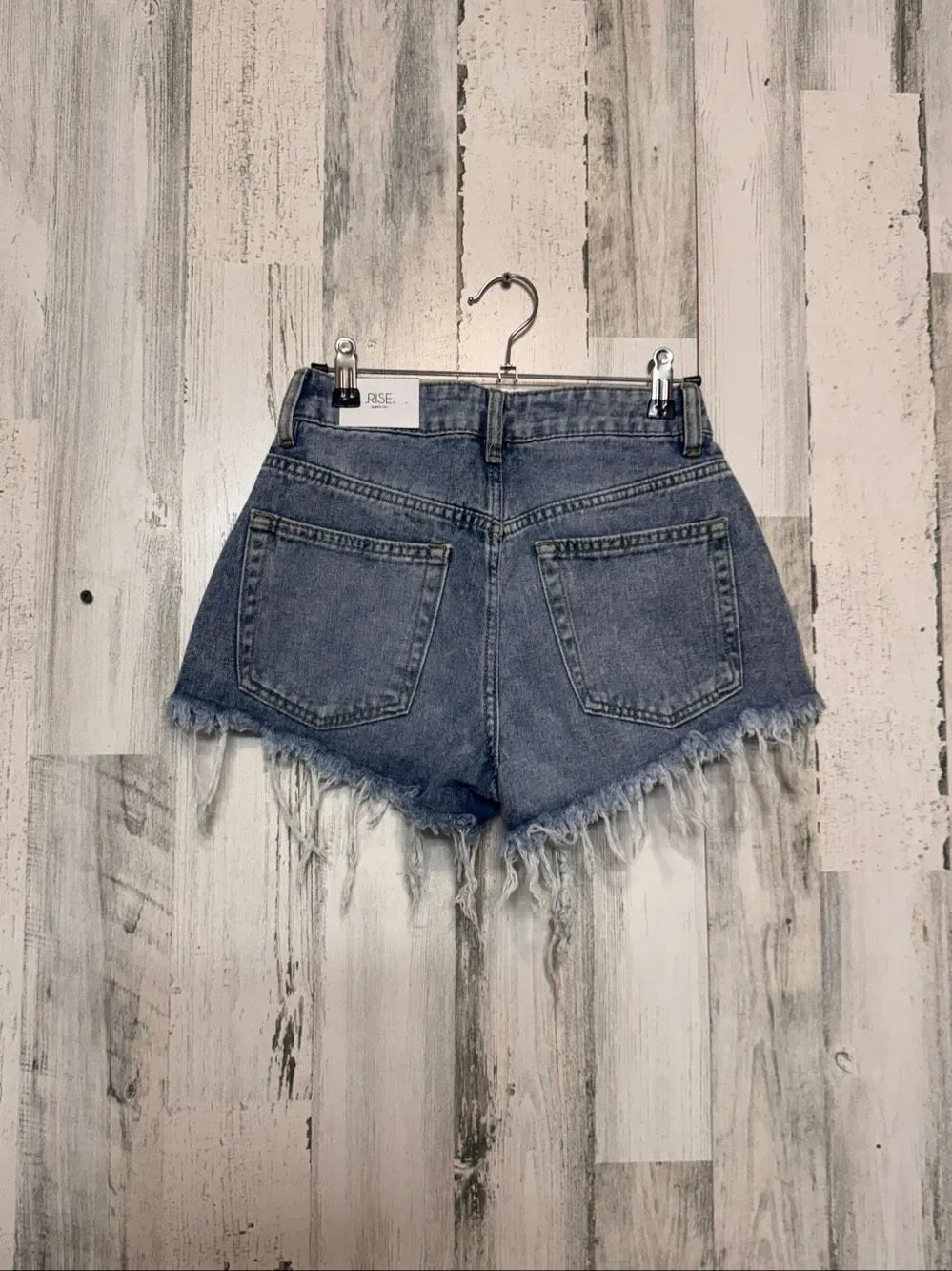 RISE Supply Co Distressed Frayed Acid Wash Denim Shorts Womens Size 5